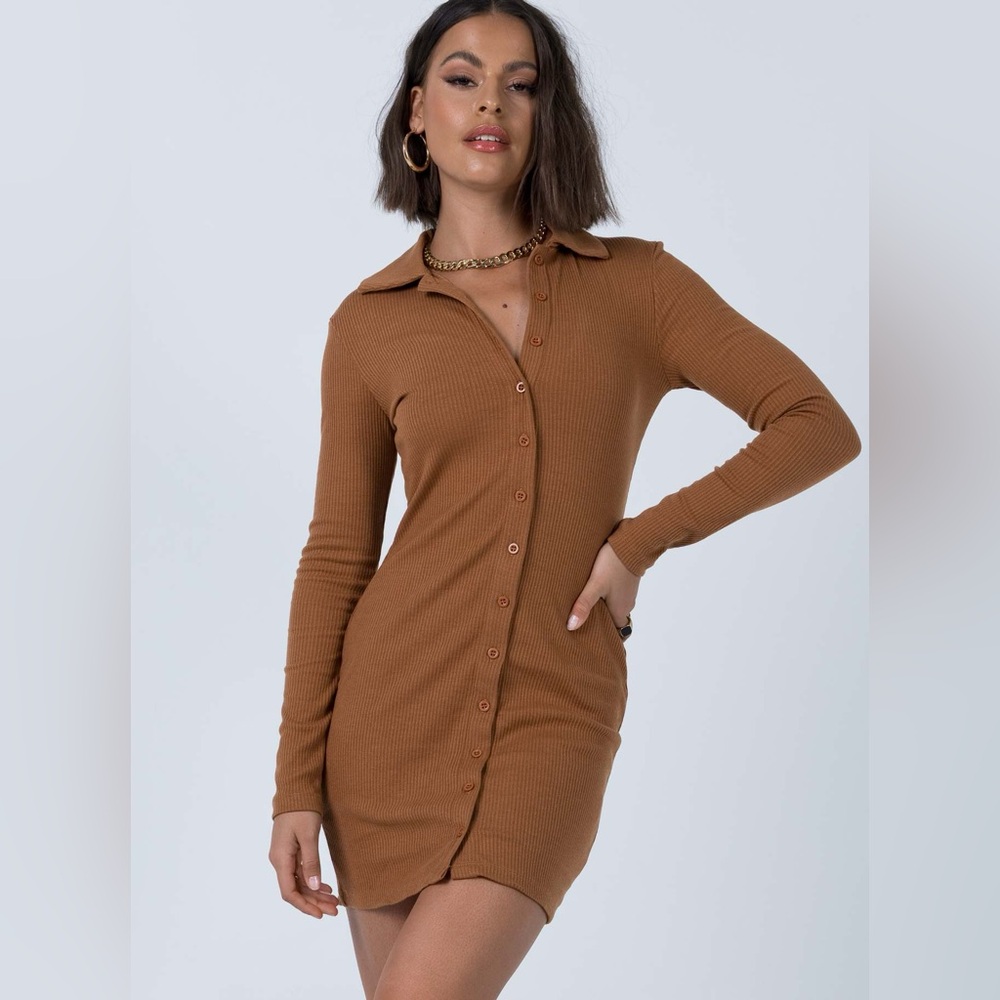 Princess Polly Downtown Mini Dress Brown Size 10
